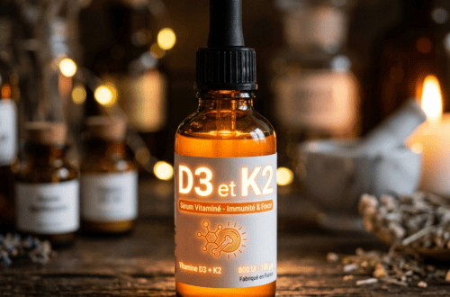 Flacon de complément vitamine D3 et K2 pour la santé osseuse et dentaire